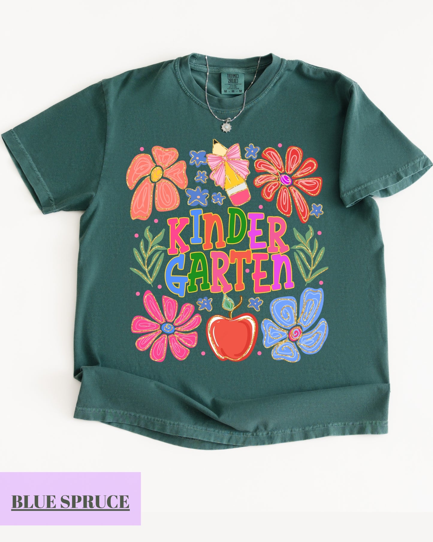 Comfort Colors® Floral Kindergarten Teacher T-Shirt, Kindergarten Crew, Floral Kindergarten Teacher Tee, Preschool Teacher Gift