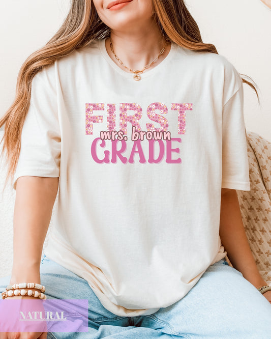Personalized Gildan Softstyle® First Grade Teacher Shirt, Custom Teacher First Grade T-Shirt, First Grade Teacher Appreciation Gift