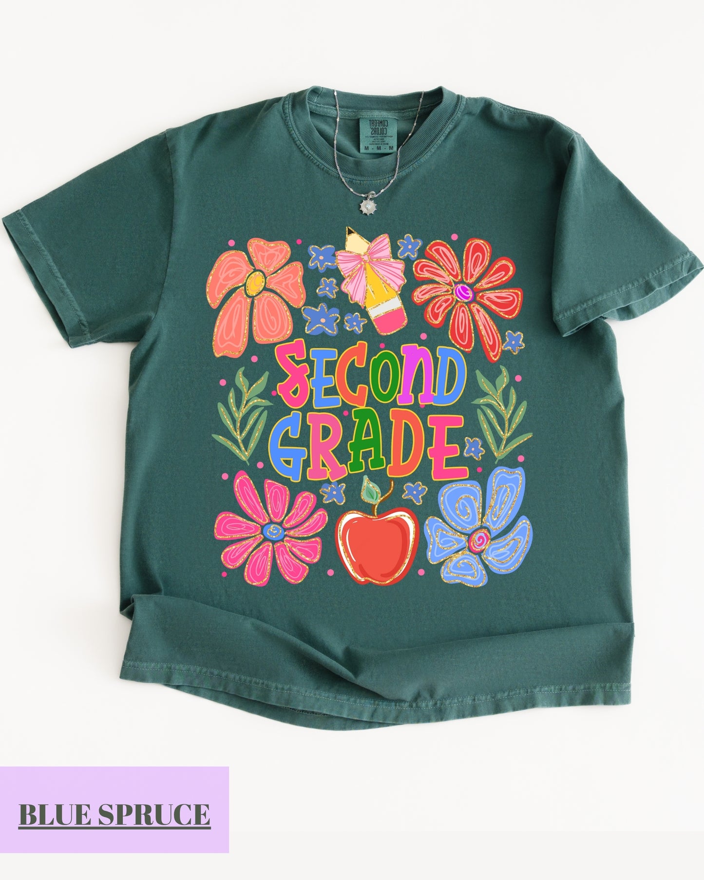 Comfort Colors® Second Grade Teacher Shirt, Back to School 2nd Grade Tee, Teacher Appreciation Gift, Cute Floral Elementary School Shirt