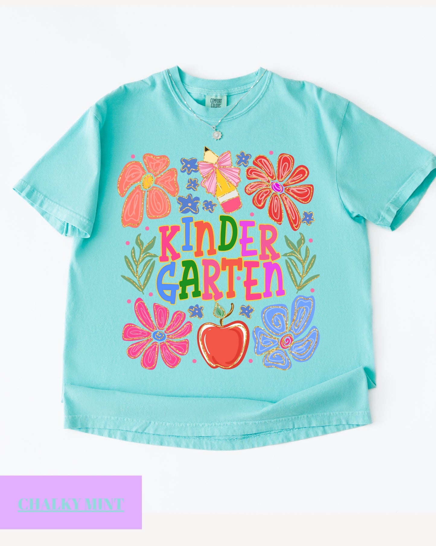 Comfort Colors® Floral Kindergarten Teacher T-Shirt, Kindergarten Crew, Floral Kindergarten Teacher Tee, Preschool Teacher Gift