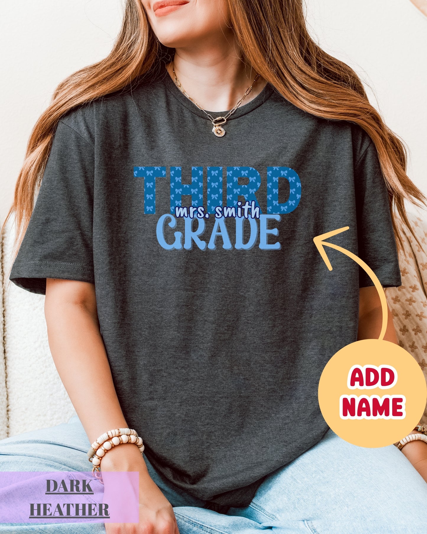 Personalized Gildan Softstyle® Third Grade Teacher Shirt, Custom Teacher 3rd Grade T-Shirt Gift, Teacher Grade Level Shirt