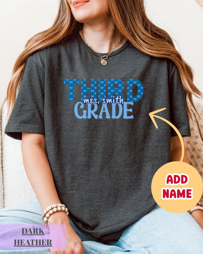 Personalized Gildan Softstyle® Third Grade Teacher Shirt, Custom Teacher 3rd Grade T-Shirt Gift, Teacher Grade Level Shirt