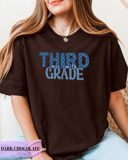 Personalized Gildan Softstyle® Third Grade Teacher Shirt, Custom Teacher 3rd Grade T-Shirt Gift, Teacher Grade Level Shirt