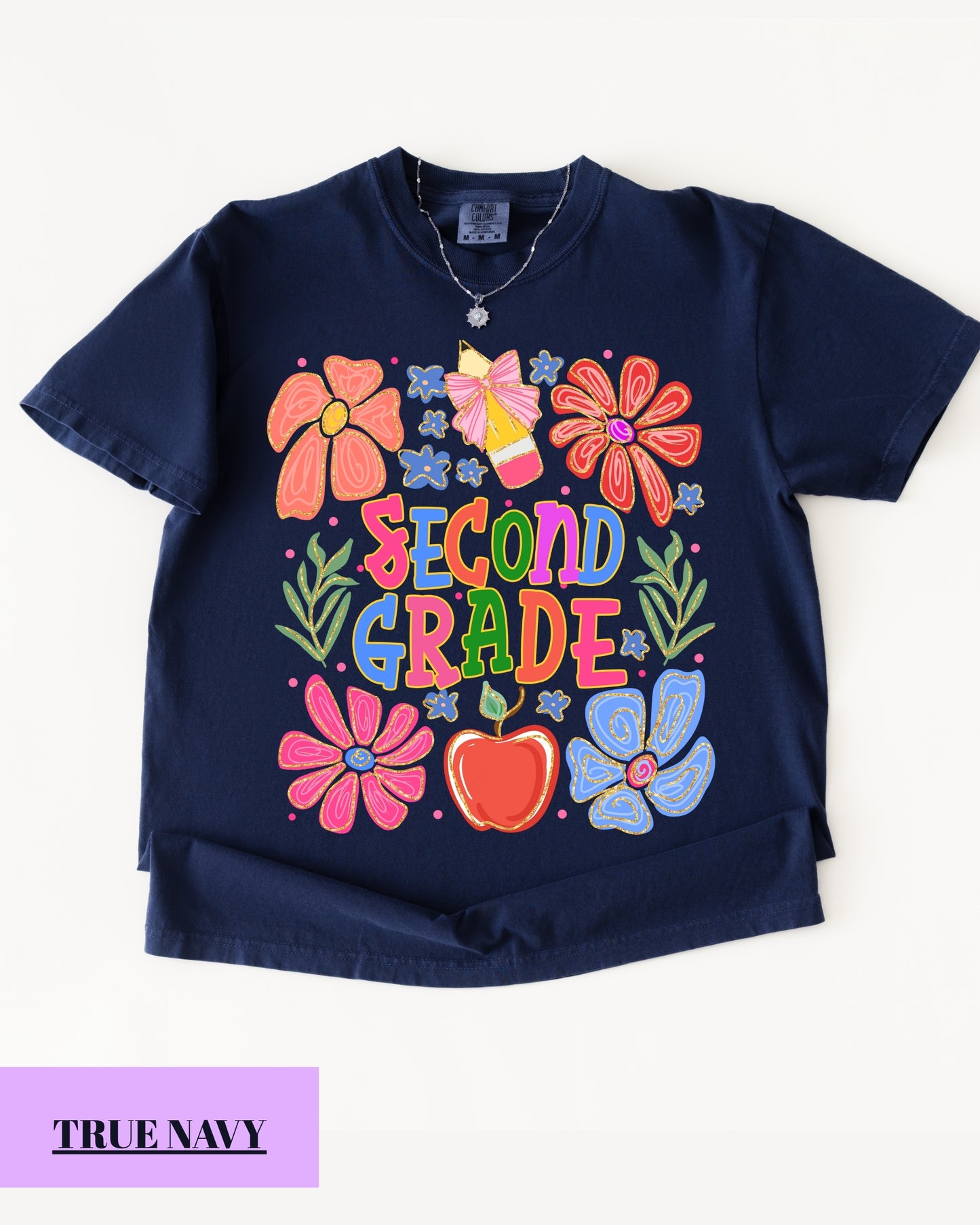 Comfort Colors® Second Grade Teacher Shirt, Back to School 2nd Grade Tee, Teacher Appreciation Gift, Cute Floral Elementary School Shirt