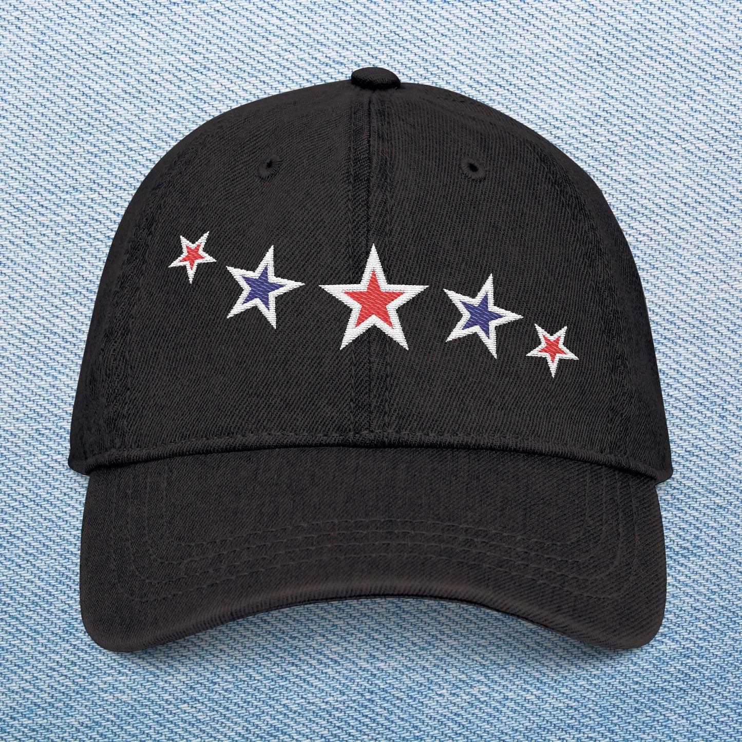 Memorial Day Embroidered Denim Hat with Stars - Casual Style for All Occasions