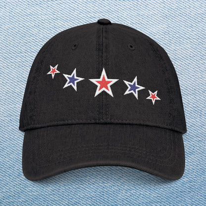 Memorial Day Embroidered Denim Hat with Stars - Casual Style for All Occasions
