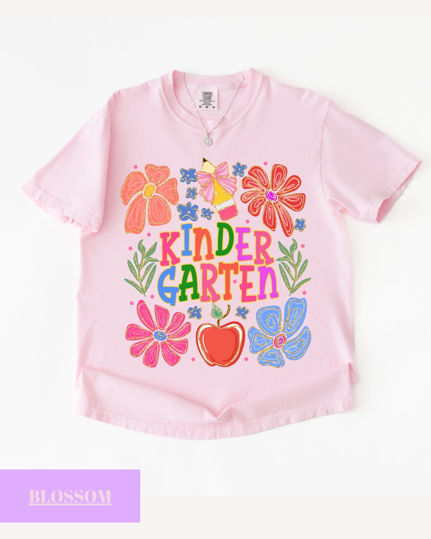 Comfort Colors® Floral Kindergarten Teacher T-Shirt, Kindergarten Crew, Floral Kindergarten Teacher Tee, Preschool Teacher Gift