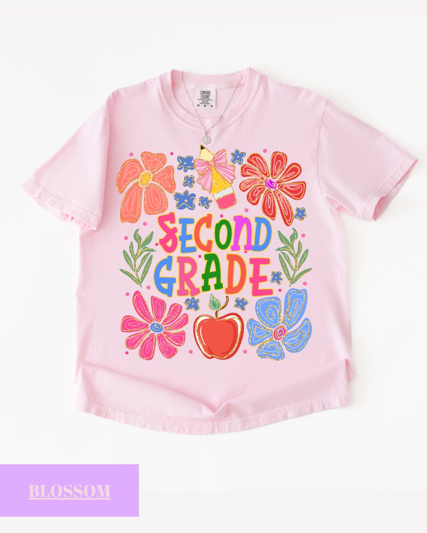 Comfort Colors® Second Grade Teacher Shirt, Back to School 2nd Grade Tee, Teacher Appreciation Gift, Cute Floral Elementary School Shirt