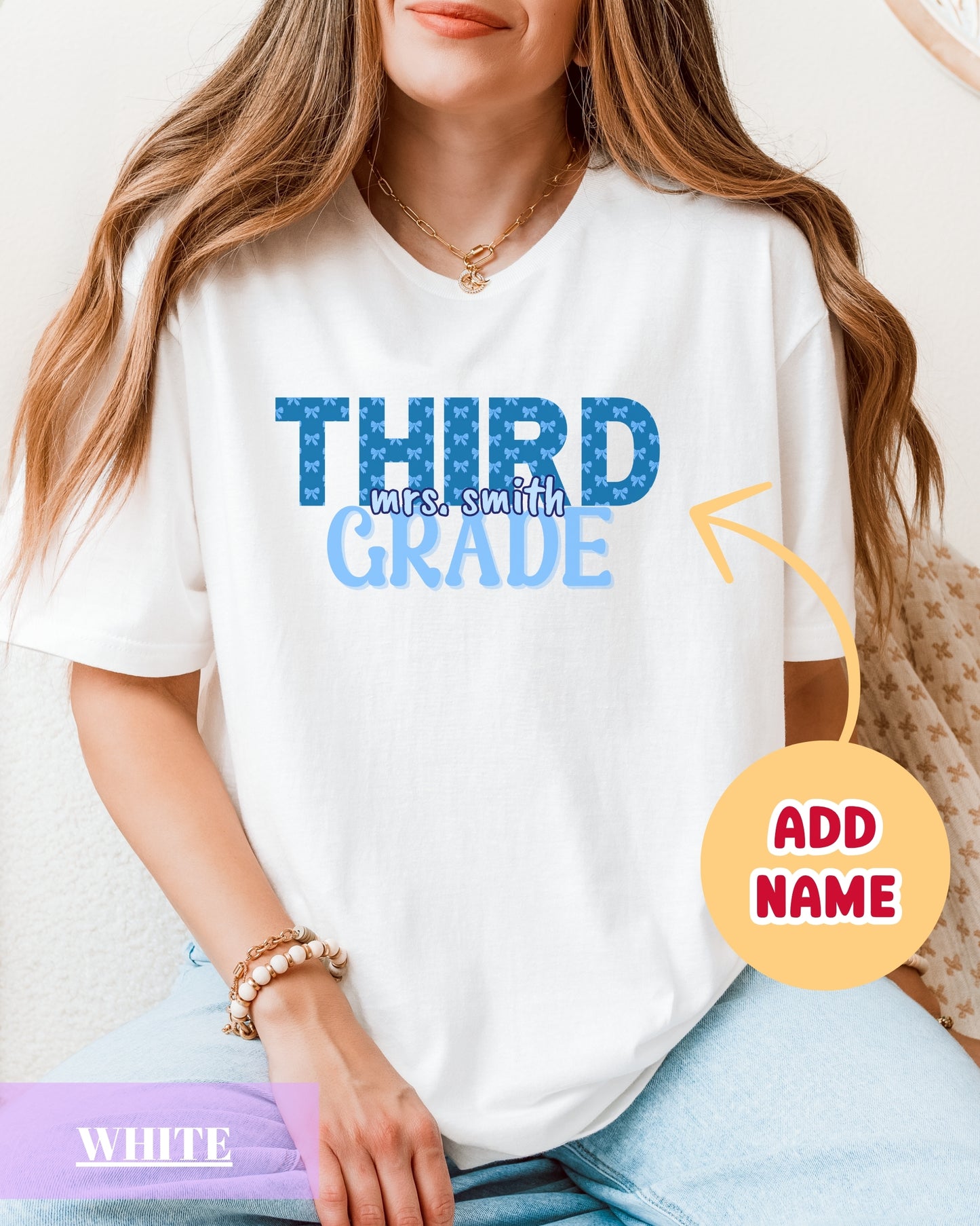 Personalized Gildan Softstyle® Third Grade Teacher Shirt, Custom Teacher 3rd Grade T-Shirt Gift, Teacher Grade Level Shirt
