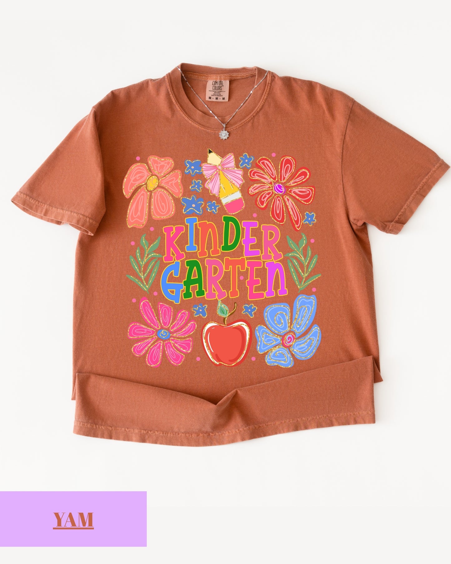 Comfort Colors® Floral Kindergarten Teacher T-Shirt, Kindergarten Crew, Floral Kindergarten Teacher Tee, Preschool Teacher Gift