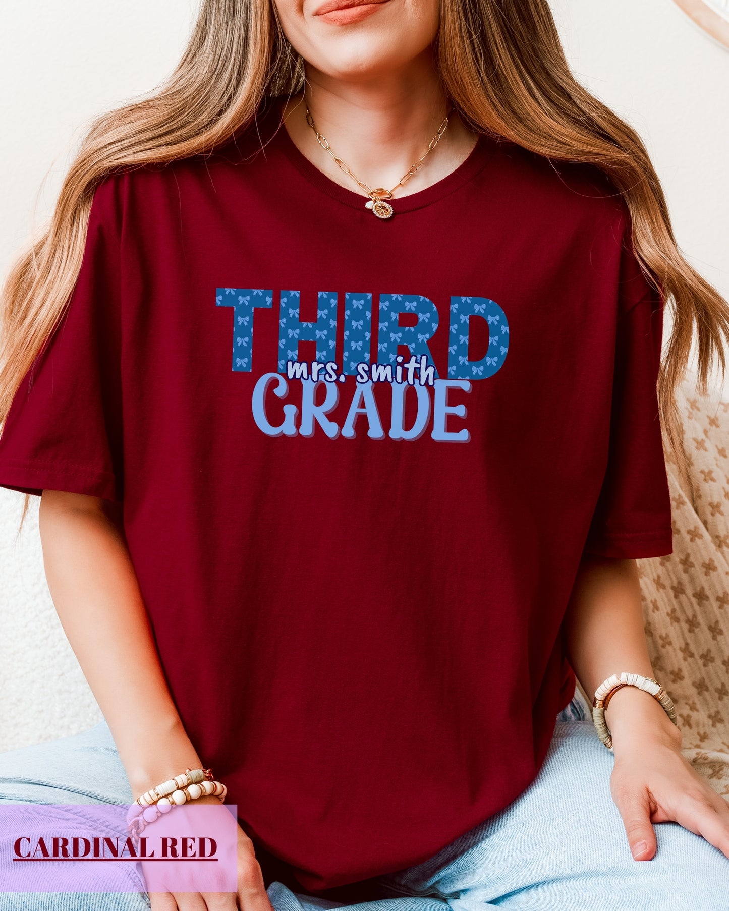 Personalized Gildan Softstyle® Third Grade Teacher Shirt, Custom Teacher 3rd Grade T-Shirt Gift, Teacher Grade Level Shirt