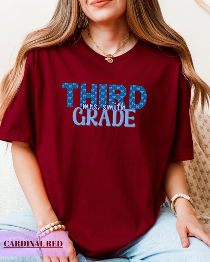 Personalized Gildan Softstyle® Third Grade Teacher Shirt, Custom Teacher 3rd Grade T-Shirt Gift, Teacher Grade Level Shirt