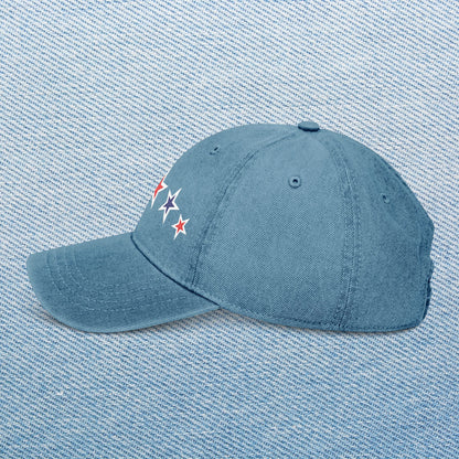 Memorial Day Embroidered Denim Hat with Stars - Casual Style for All Occasions