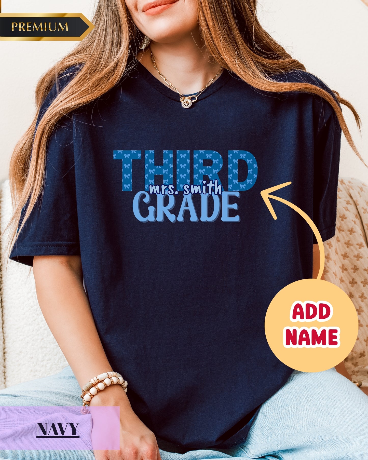 Personalized Gildan Softstyle® Third Grade Teacher Shirt, Custom Teacher 3rd Grade T-Shirt Gift, Teacher Grade Level Shirt