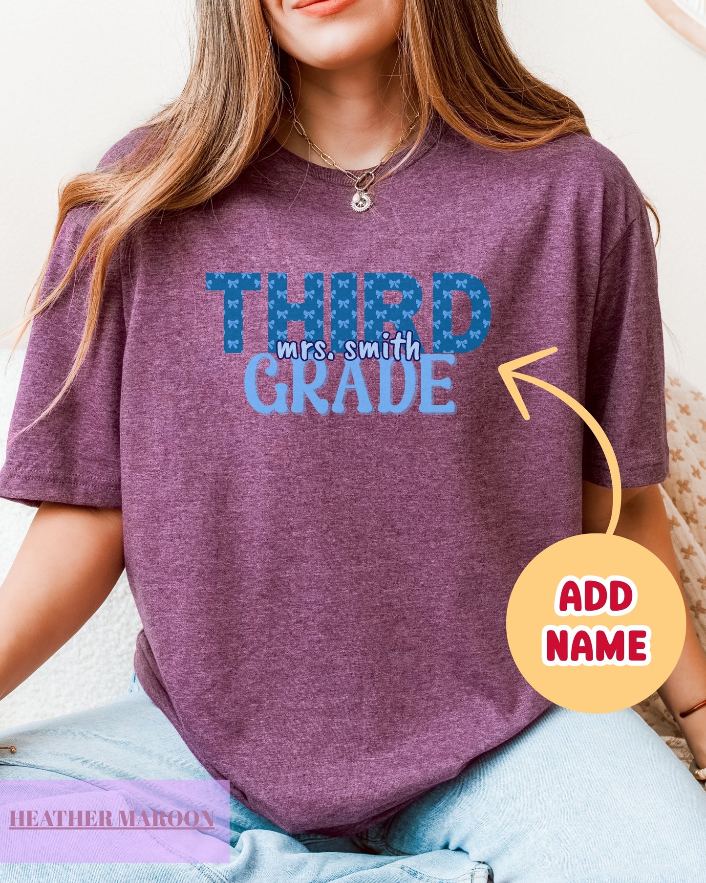 Personalized Gildan Softstyle® Third Grade Teacher Shirt, Custom Teacher 3rd Grade T-Shirt Gift, Teacher Grade Level Shirt