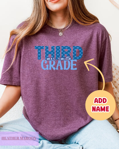 Personalized Gildan Softstyle® Third Grade Teacher Shirt, Custom Teacher 3rd Grade T-Shirt Gift, Teacher Grade Level Shirt