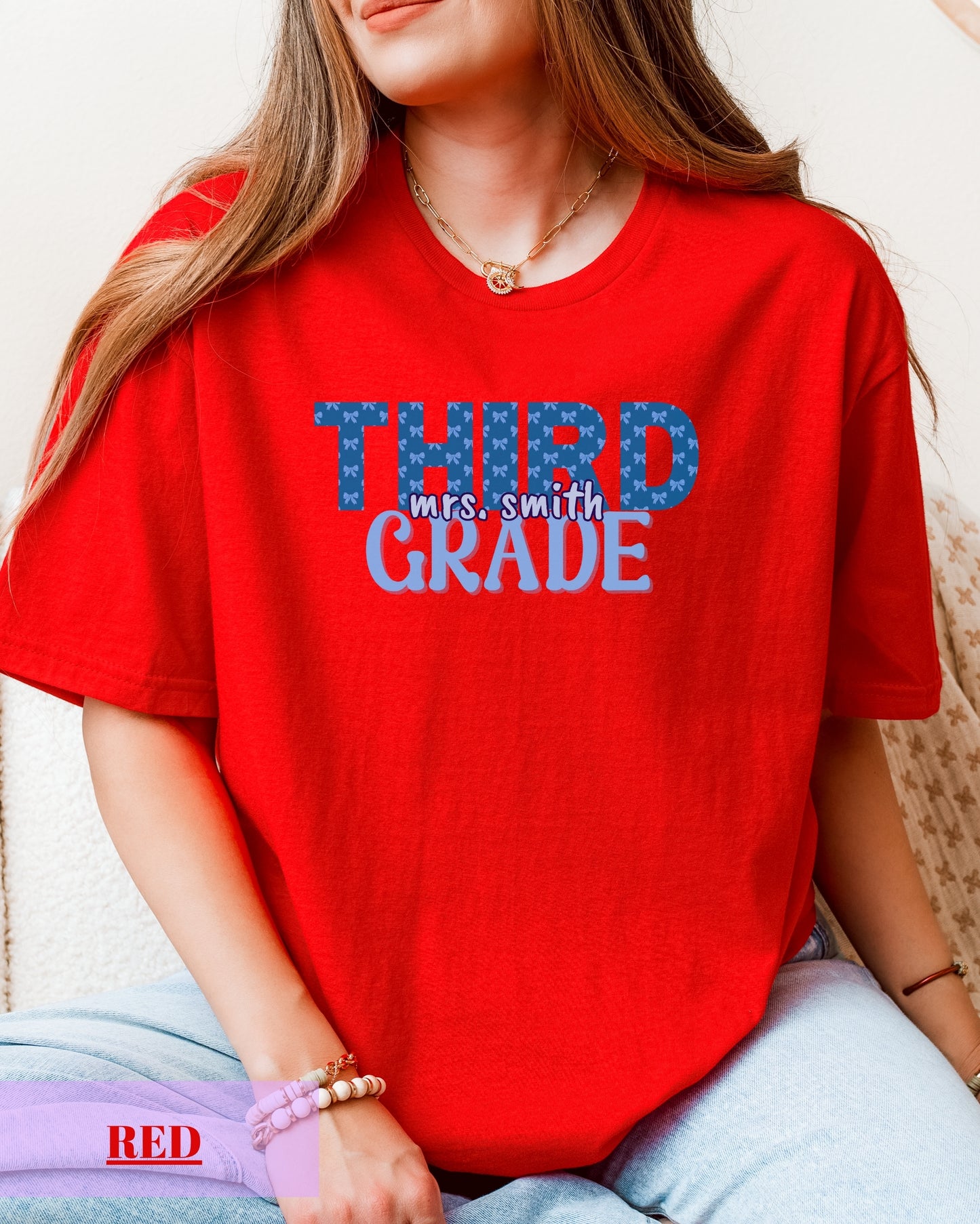 Personalized Gildan Softstyle® Third Grade Teacher Shirt, Custom Teacher 3rd Grade T-Shirt Gift, Teacher Grade Level Shirt