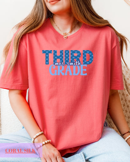 Personalized Gildan Softstyle® Third Grade Teacher Shirt, Custom Teacher 3rd Grade T-Shirt Gift, Teacher Grade Level Shirt