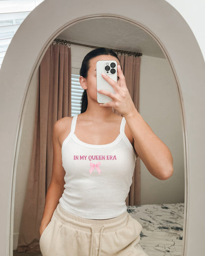 Women's Spaghetti Strap Tank Top - Coquette 'In My Queen Era' Casual Daily Tee- High Quality