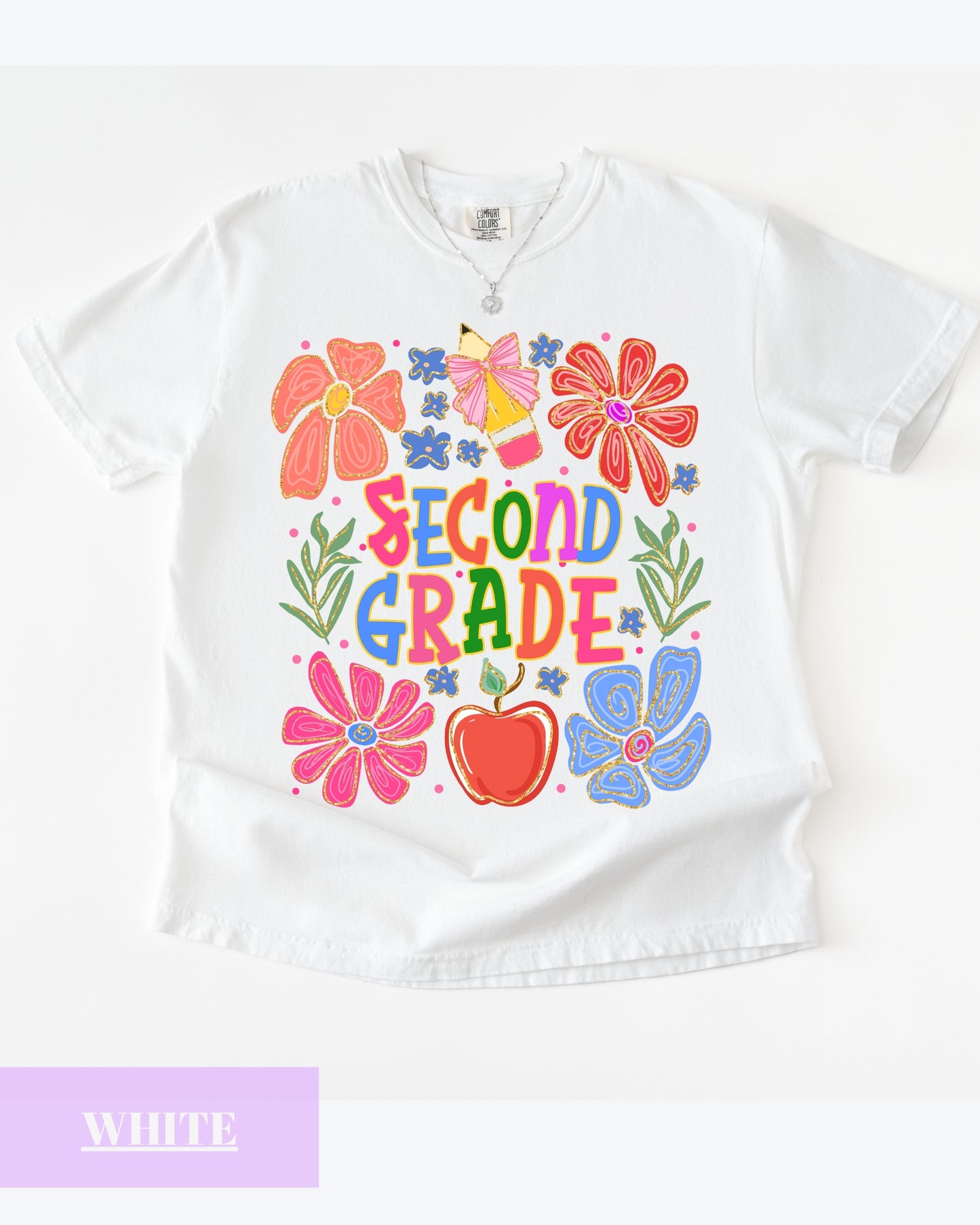 Comfort Colors® Second Grade Teacher Shirt, Back to School 2nd Grade Tee, Teacher Appreciation Gift, Cute Floral Elementary School Shirt