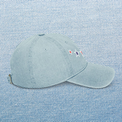 Memorial Day Embroidered Denim Hat with Stars - Casual Style for All Occasions