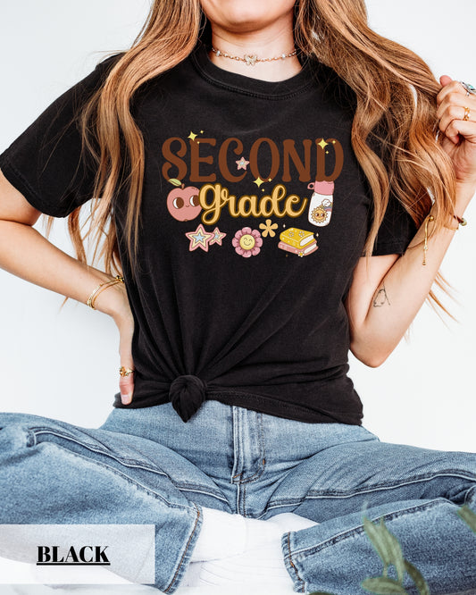 Comfort Colors® Groovy Second Grade Teacher Shirt, Back to School 2nd Grade Tee, Teacher Appreciation Gift, Cute Elementary School Gift