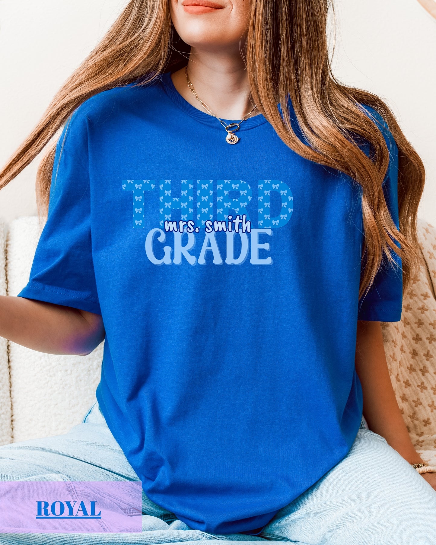 Personalized Gildan Softstyle® Third Grade Teacher Shirt, Custom Teacher 3rd Grade T-Shirt Gift, Teacher Grade Level Shirt