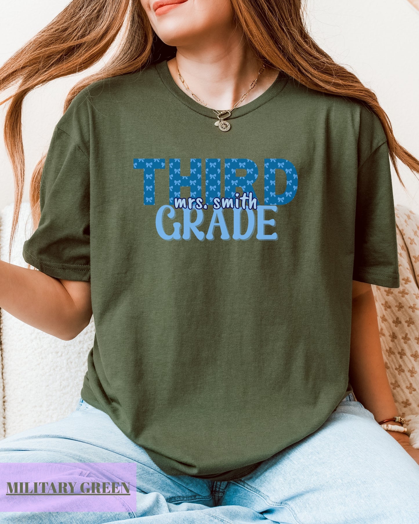 Personalized Gildan Softstyle® Third Grade Teacher Shirt, Custom Teacher 3rd Grade T-Shirt Gift, Teacher Grade Level Shirt
