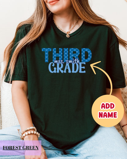 Personalized Gildan Softstyle® Third Grade Teacher Shirt, Custom Teacher 3rd Grade T-Shirt Gift, Teacher Grade Level Shirt
