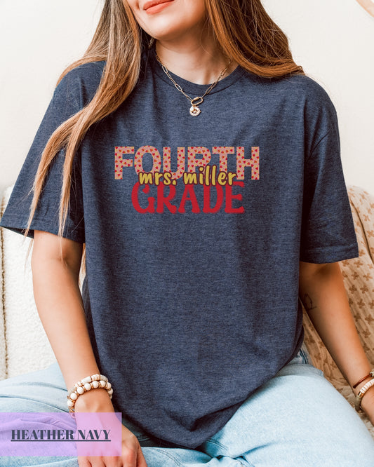Personalized Gildan Softstyle® Fourth Grade Teacher Shirt, Cute 4th Grade Team Shirts, Custom Back to School T-Shirt, Elementary School T-Shirt