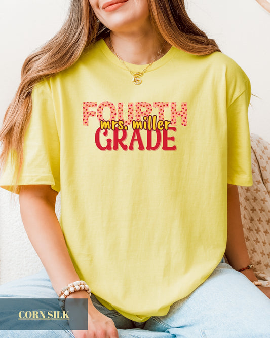 Personalized Gildan Softstyle® Fourth Grade Teacher Shirt, Cute 4th Grade Team Shirts, Custom Back to School T-Shirt, Elementary School T-Shirt
