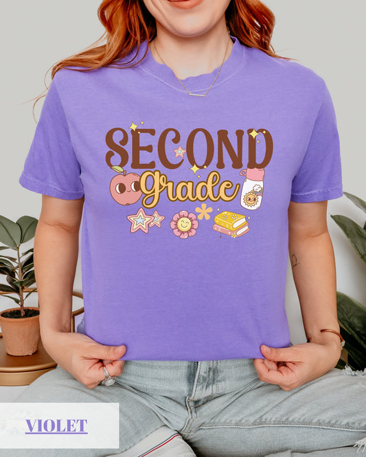Comfort Colors® Groovy Second Grade Teacher Shirt, Back to School 2nd Grade Tee, Teacher Appreciation Gift, Cute Elementary School Gift