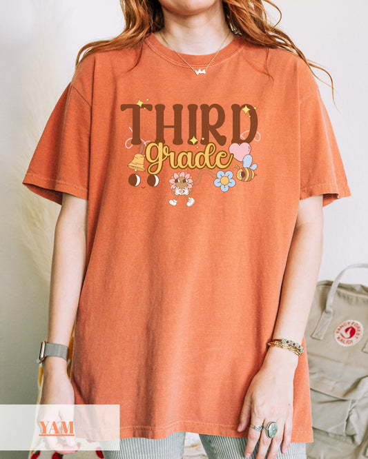Comfort Colors® Groovy Third Grade Teacher Shirt, Back to School 3rd Grade Tee, Teacher Appreciation Gift, Cute Elementary School Gift