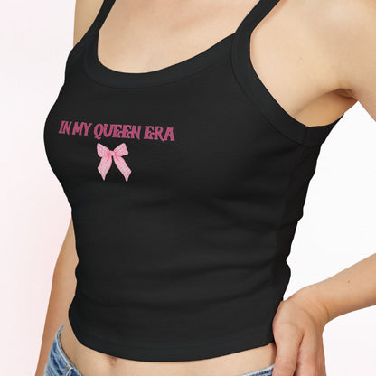 Women's Spaghetti Strap Tank Top - Coquette 'In My Queen Era' Casual Daily Tee- High Quality