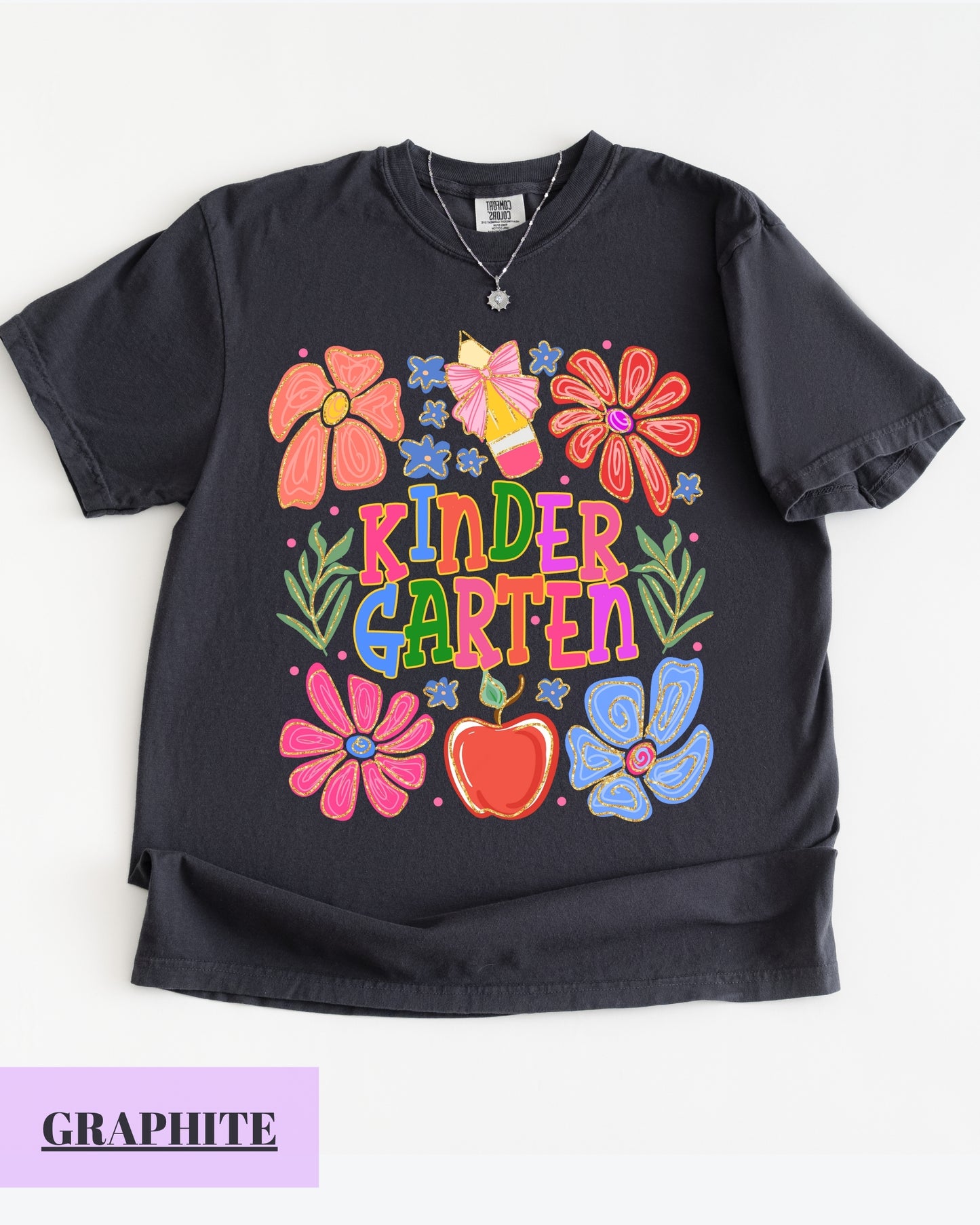 Comfort Colors® Floral Kindergarten Teacher T-Shirt, Kindergarten Crew, Floral Kindergarten Teacher Tee, Preschool Teacher Gift
