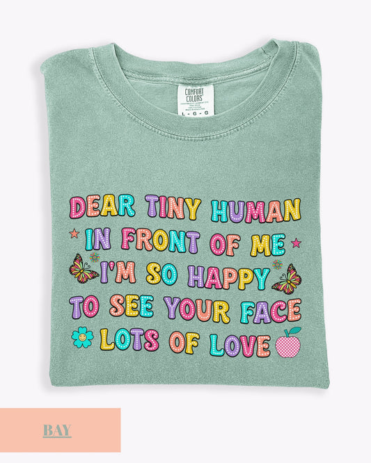 Comfort Colors® Dear Tiny Human Teacher T-Shirt, The Back To School Cute Colorful Teacher Shirt, Teacher Appreciation Gift