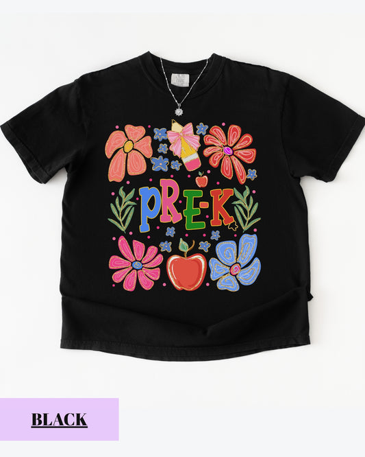 Comfort Colors® Floral Pre-K Teacher T-Shirt, Pre-K Crew, Floral Pre K Tee, Pre K Dream Team, Pre-K Squad, Preschool Teacher Gift