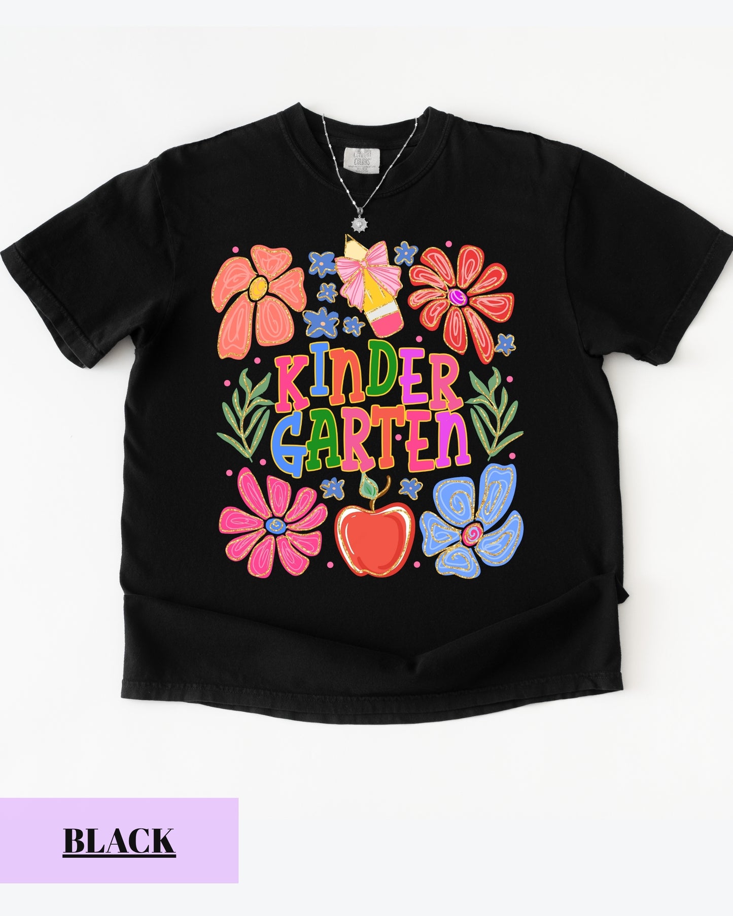 Comfort Colors® Floral Kindergarten Teacher T-Shirt, Kindergarten Crew, Floral Kindergarten Teacher Tee, Preschool Teacher Gift