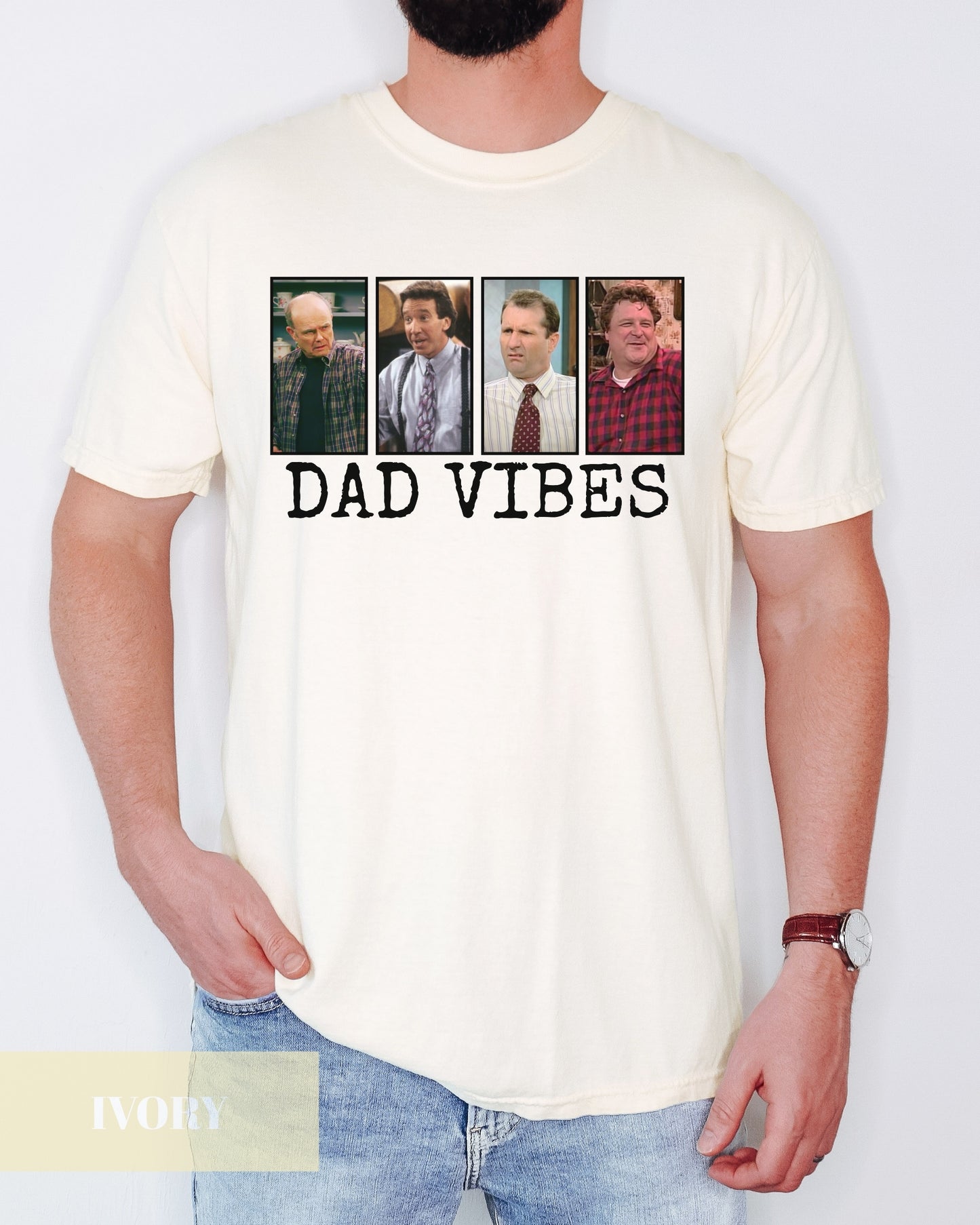 Dad Vibes 90's TV Dads Vintage Heavy Weight T-Shirt -Father Day Oversize Shirt- Dad Life, Best Dad Ever, Gift For Father Shirt