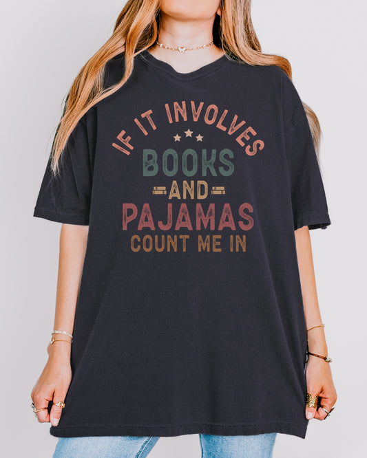 Book And Pajamas Unisex Oversize %100 Cotton T-Shirt - Perfect Gift for Book Lovers- Book Themed Gift