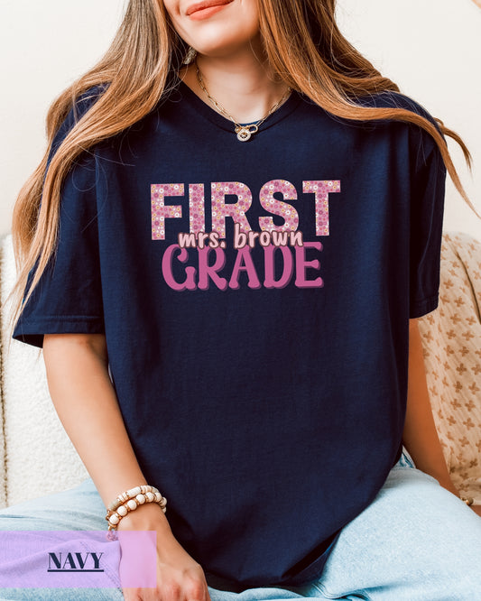 Personalized Gildan Softstyle® First Grade Teacher Shirt, Custom Teacher First Grade T-Shirt, First Grade Teacher Appreciation Gift