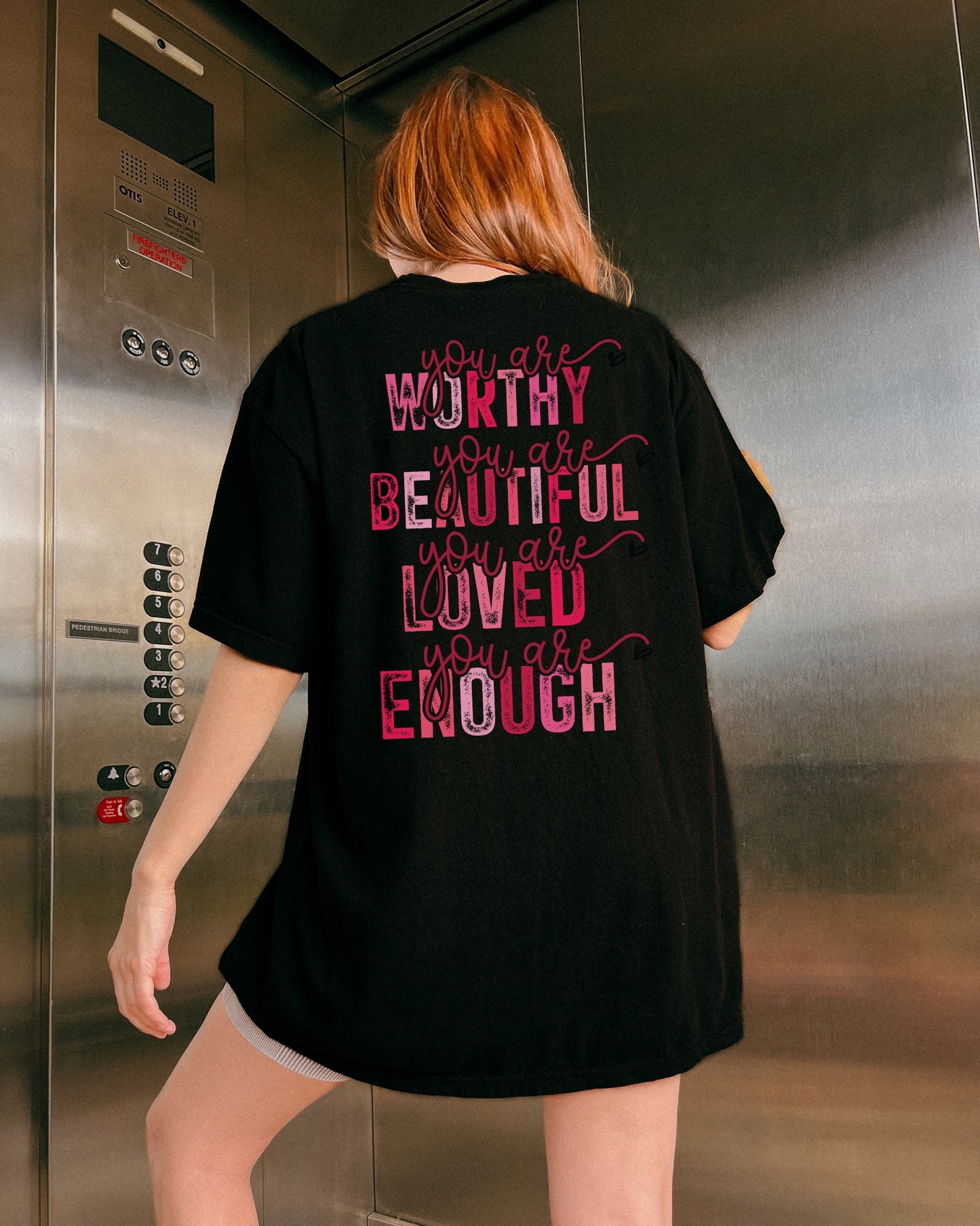 You Are Worthy, Beautiful, Loved, Enough Back Design 100%Cotton Comfort Colors Shirt