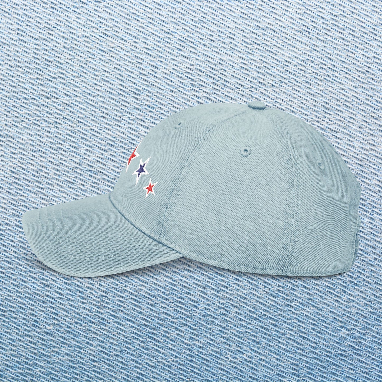 Memorial Day Embroidered Denim Hat with Stars - Casual Style for All Occasions