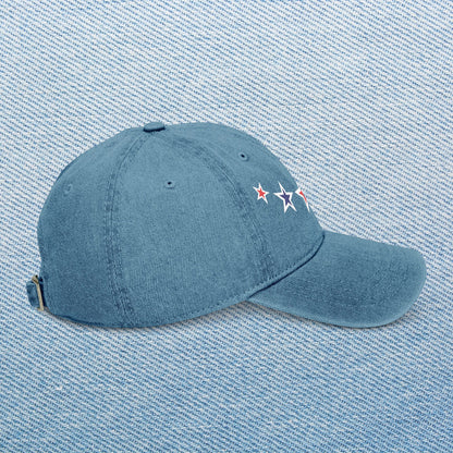 Memorial Day Embroidered Denim Hat with Stars - Casual Style for All Occasions