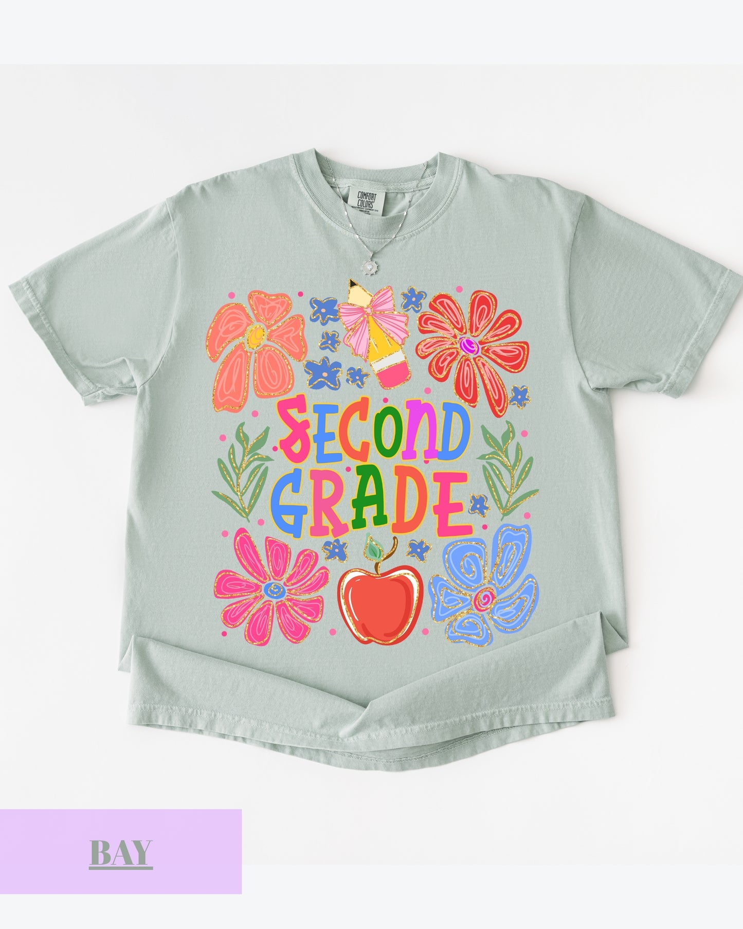 Comfort Colors® Second Grade Teacher Shirt, Back to School 2nd Grade Tee, Teacher Appreciation Gift, Cute Floral Elementary School Shirt