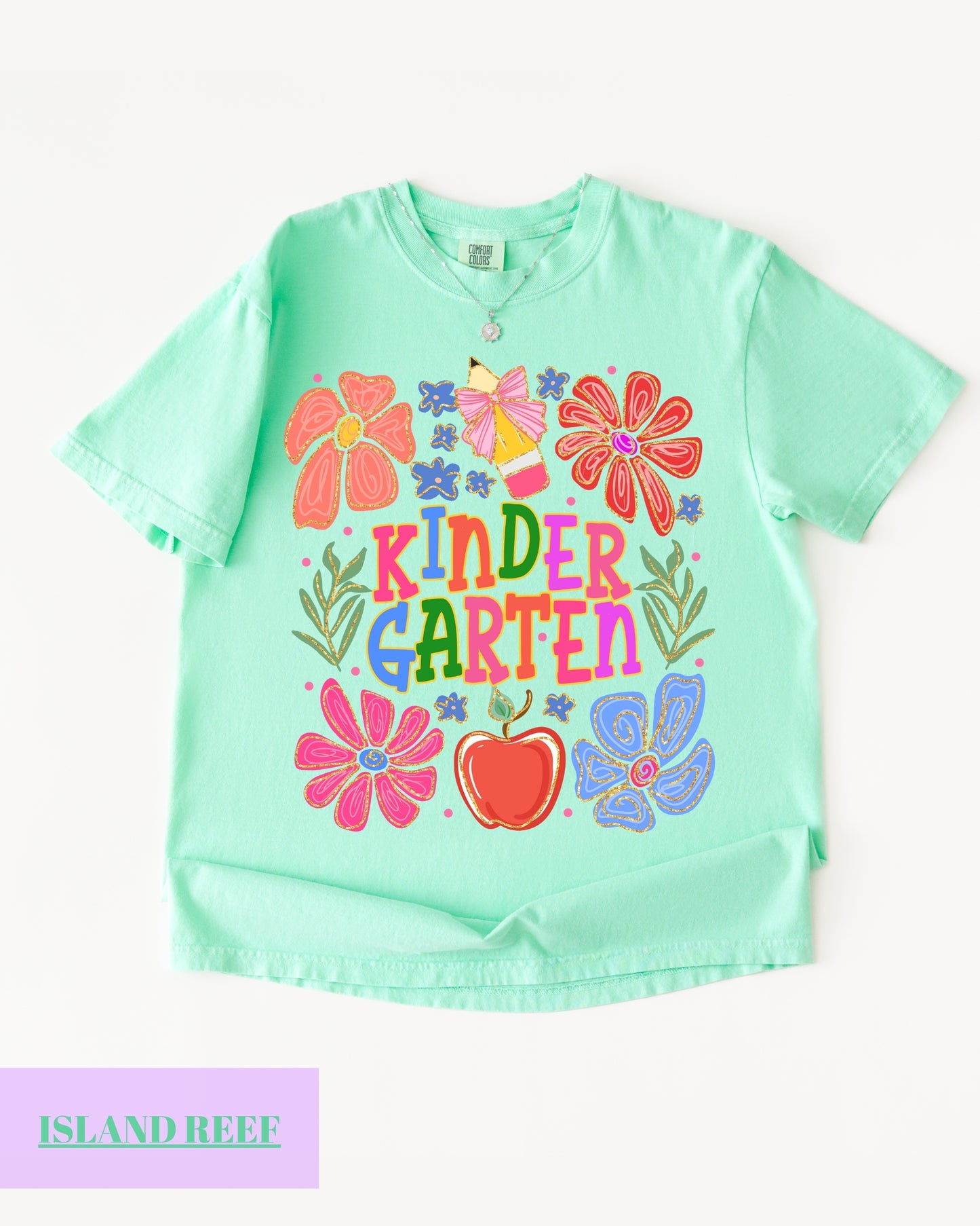 Comfort Colors® Floral Kindergarten Teacher T-Shirt, Kindergarten Crew, Floral Kindergarten Teacher Tee, Preschool Teacher Gift