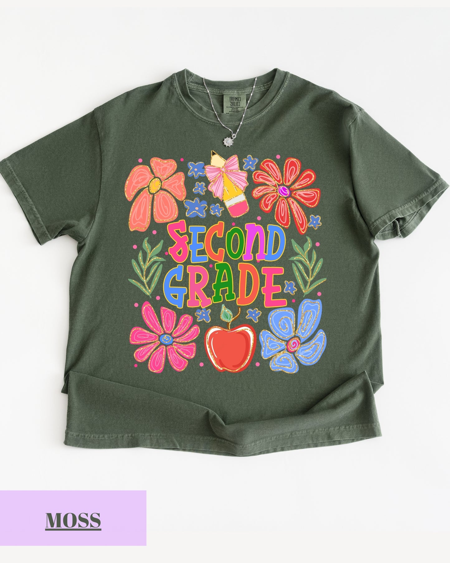 Comfort Colors® Second Grade Teacher Shirt, Back to School 2nd Grade Tee, Teacher Appreciation Gift, Cute Floral Elementary School Shirt