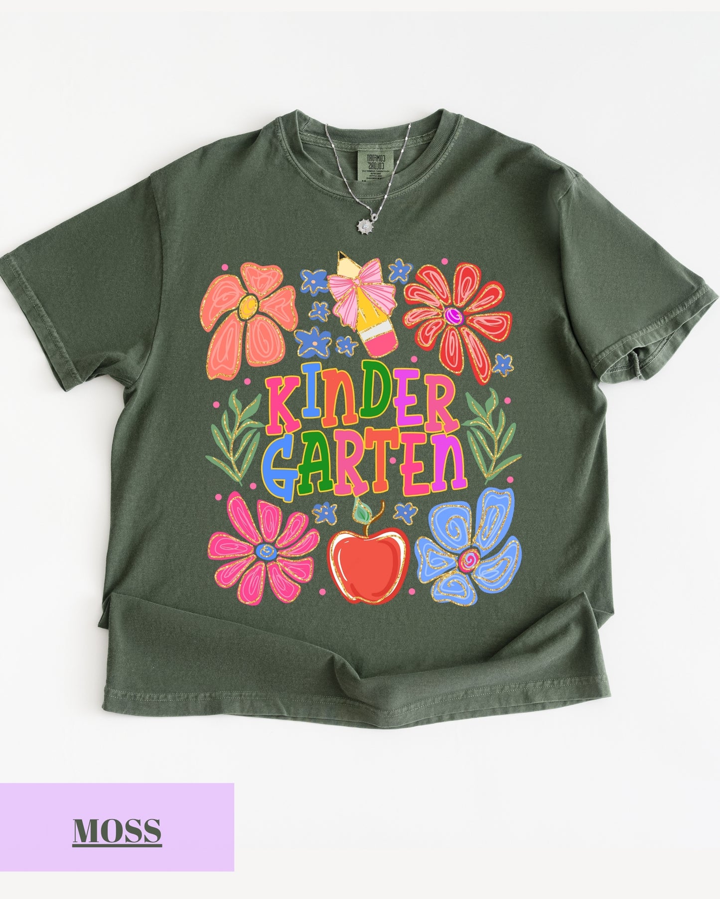 Comfort Colors® Floral Kindergarten Teacher T-Shirt, Kindergarten Crew, Floral Kindergarten Teacher Tee, Preschool Teacher Gift