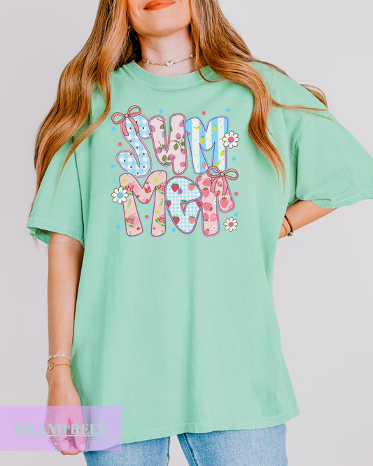 Comfort Colors Preppy Summer Shirt, Preppy Beach T-Shirt, Gift for Teen Girls, Coquette Aesthetic Tee, Oversized Summer T-Shirt, 100%Cotton Top